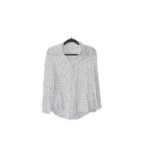 beachlunchlounge White & Black Heart Print Button Down Shirt Xsmall Women’s